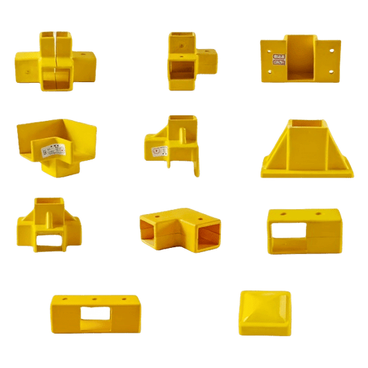 FRP/GRP HANDRAIL FITTINGS – Square Tubes Connecting and Securing Handrail Systems