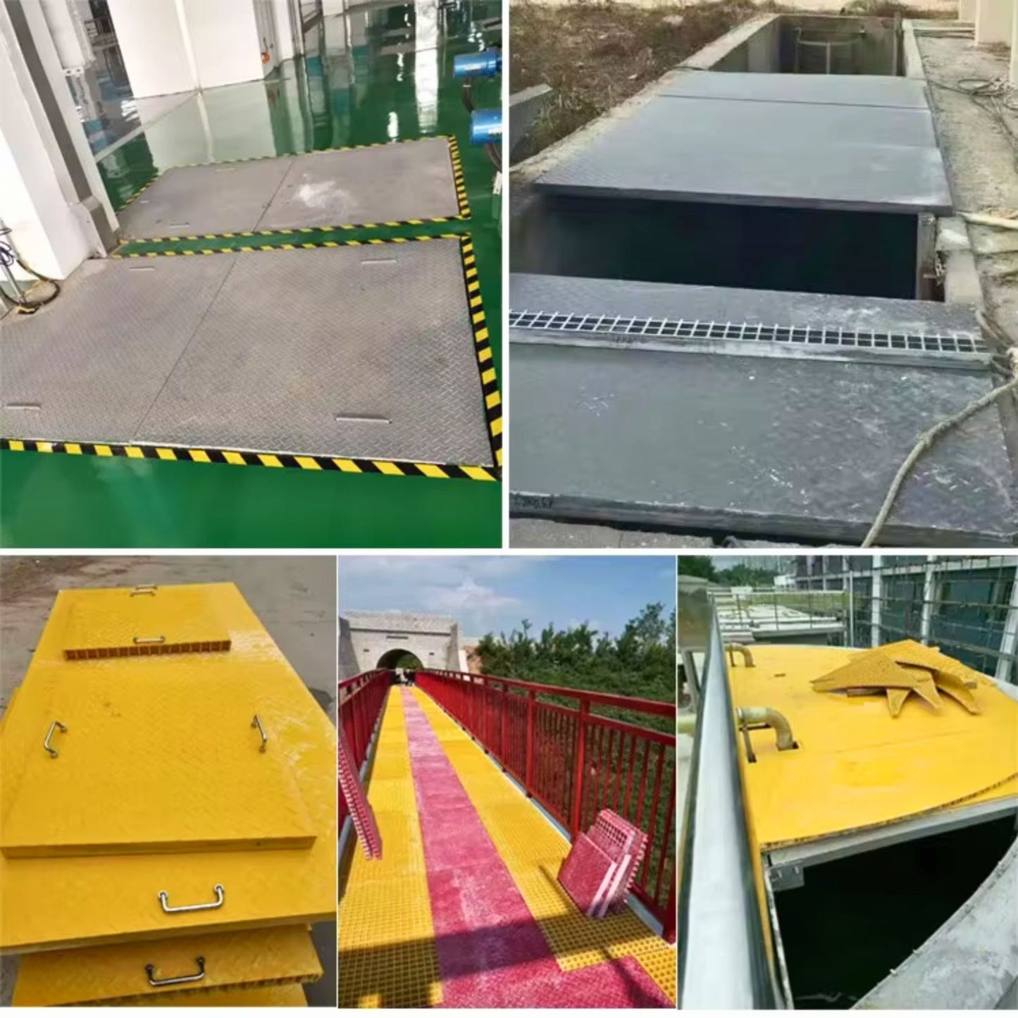 Solid Top FRP Grating 1220x3660mm 38x38mm mesh