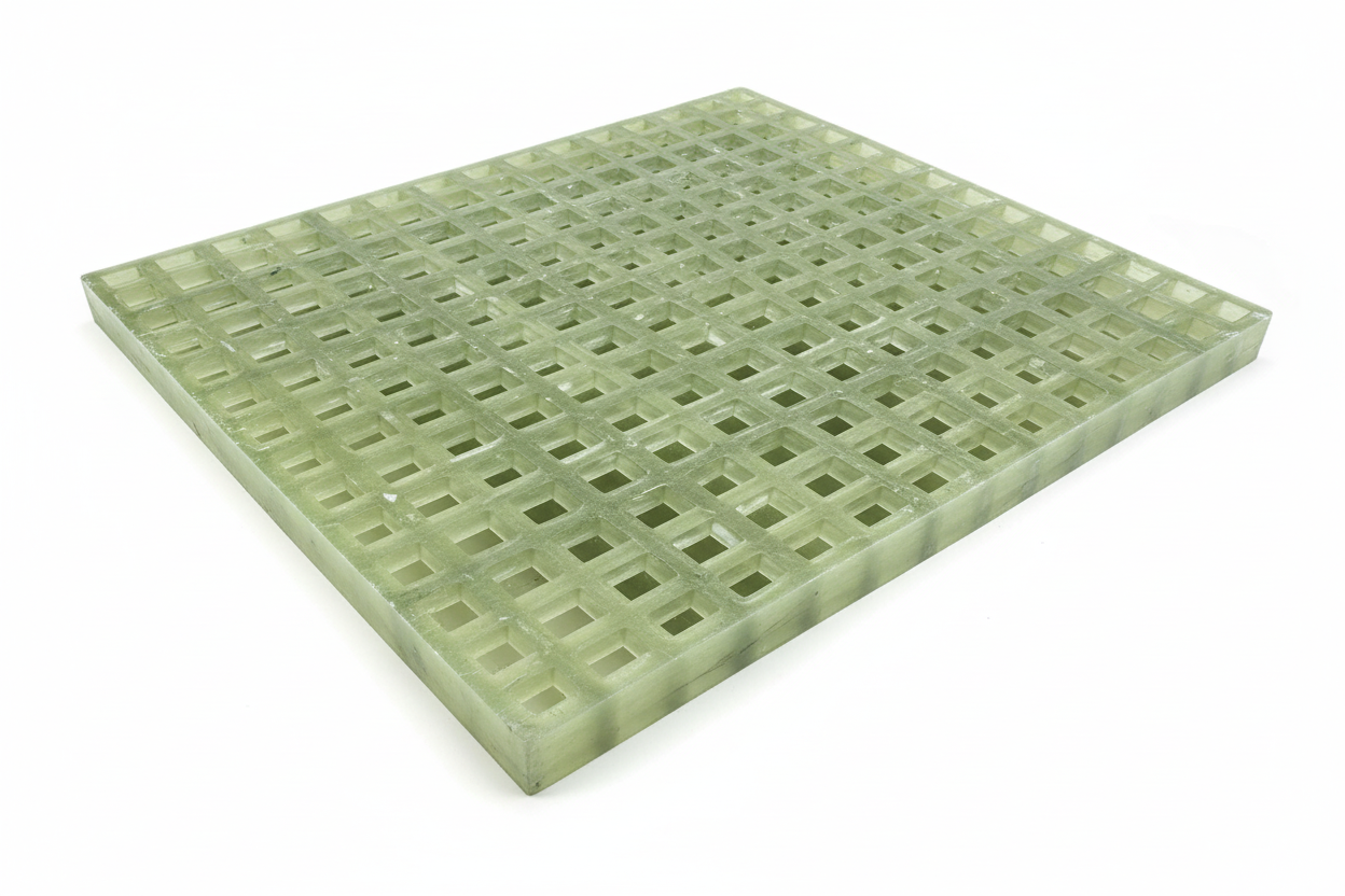 Transparent FRP grating building facade application